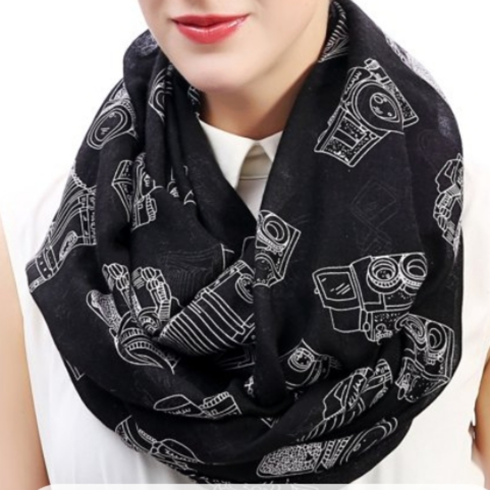 Camera Print Women's Infinity Scarf Lightweight
